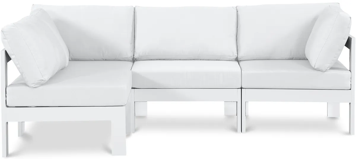 Nizuc - Outdoor Patio 4 Piece Modular Sectional With White Frame - White