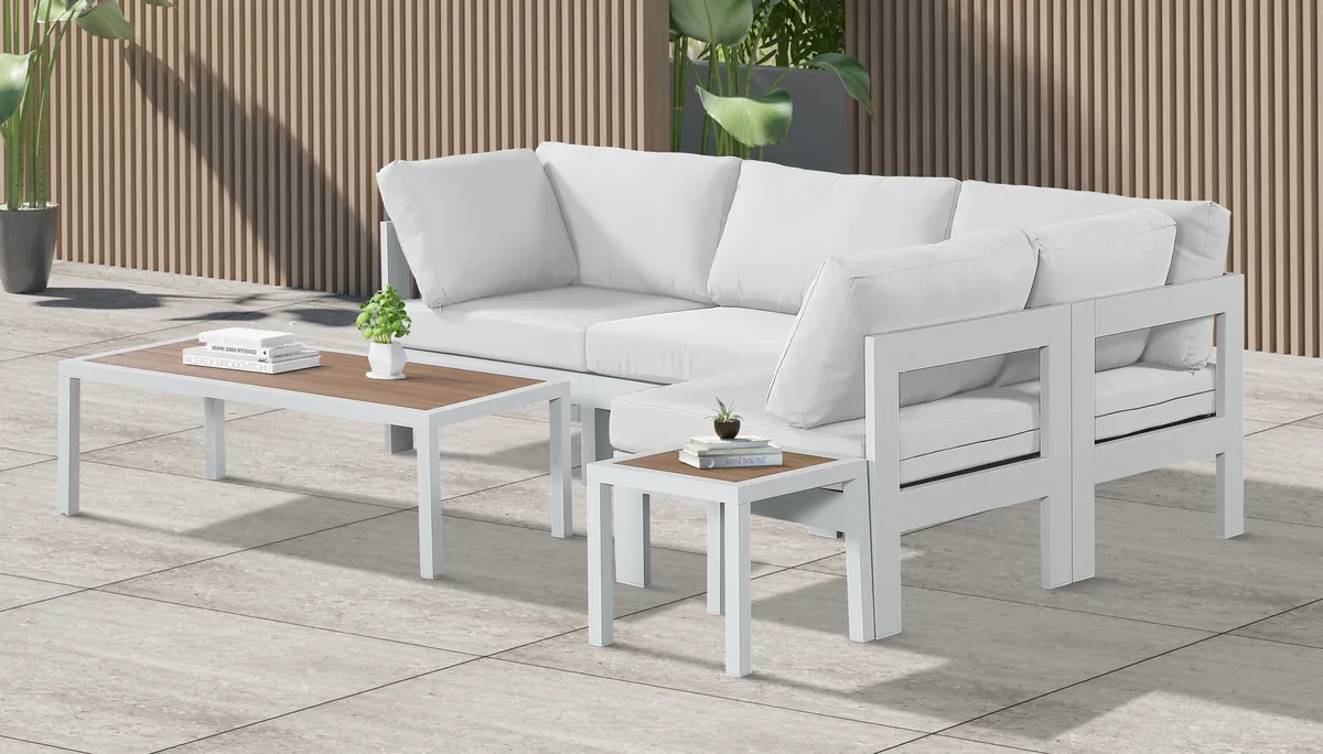 Nizuc - Outdoor Patio 4 Piece Modular Sectional With White Frame - White