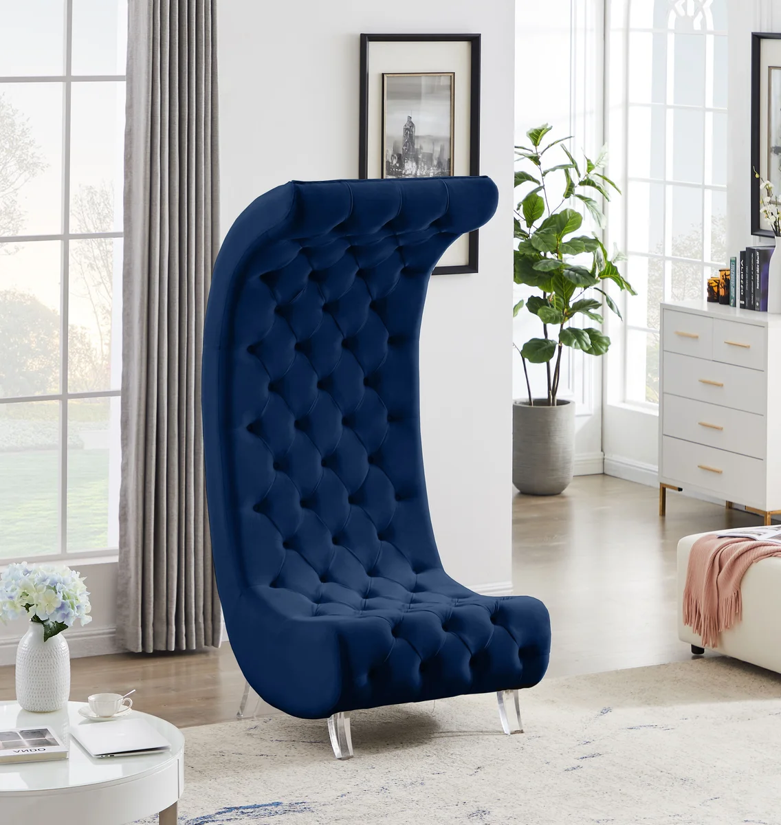 Crescent - Accent Chair - Navy - View 2