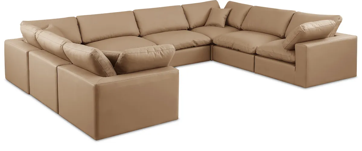 Comfy - 8 Piece Faux Leather Modular Sectional - Tan