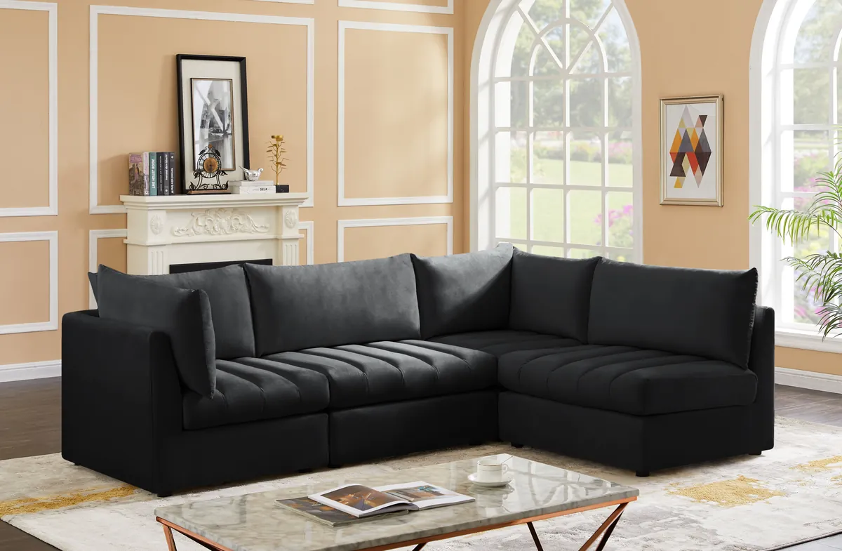 Jacob - Modular Croner Sectional 4 Piece - Black