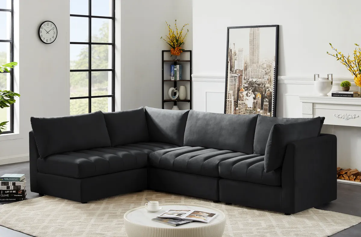 Jacob - Modular Croner Sectional 4 Piece - Black
