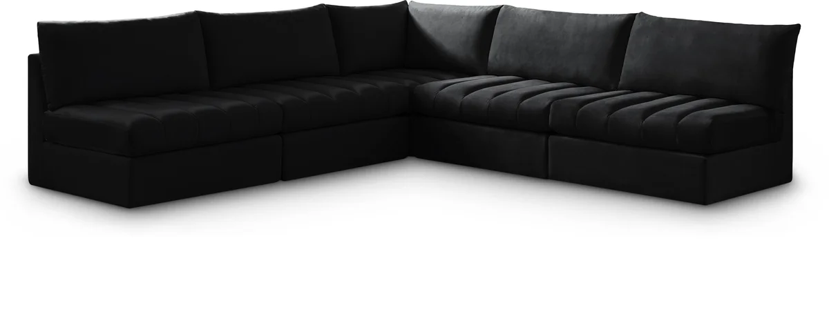 Jacob - Modular Corner Armless Sectional 5 Piece - Black