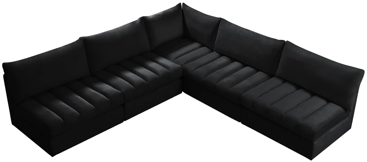 Jacob - Modular Corner Armless Sectional 5 Piece - Black