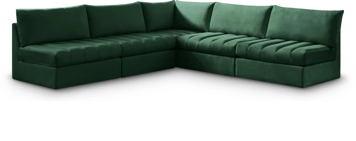Jacob - Modular Corner Armless Sectional 5 Piece - Green