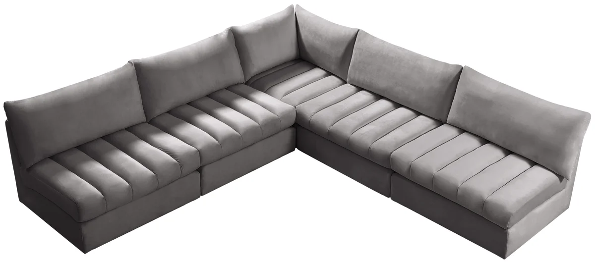 Jacob - Modular Corner Armless Sectional 5 Piece - Gray