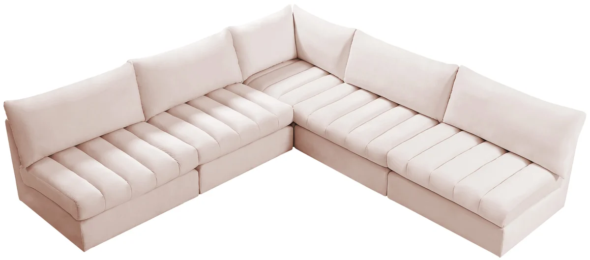 Jacob - Modular Corner Armless Sectional 5 Piece - Pink