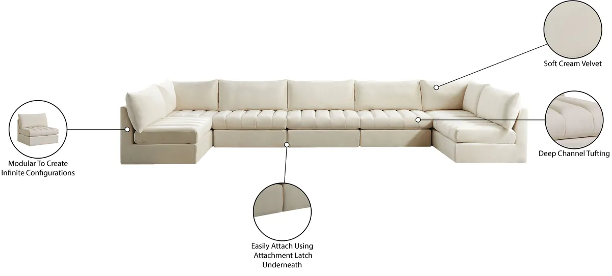 Jacob - Modular U-Shaped Sectional 7 Piece - Cream