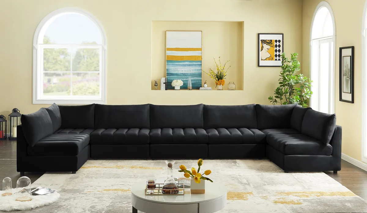 Jacob - Modular U-Shaped Sectional 7 Piece - Black - View 2