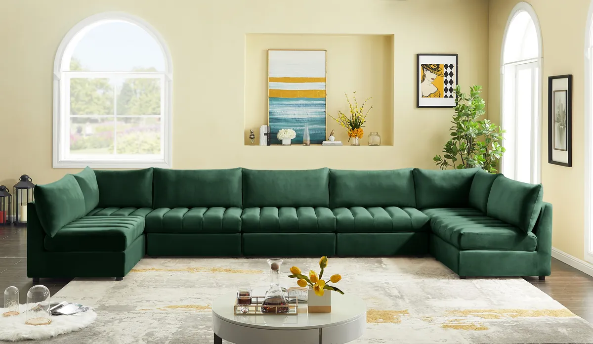 Jacob - Modular U-Shaped Sectional 7 Piece - Green - View 2