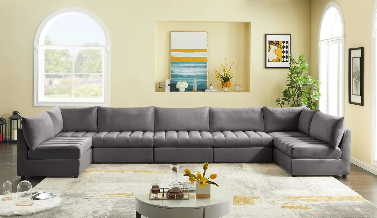 Jacob - Modular U-Shaped Sectional 7 Piece - Gray - View 2