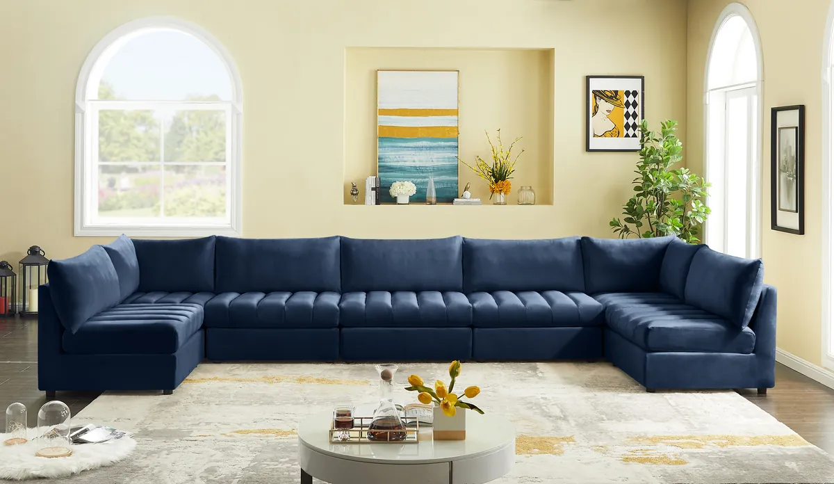 Jacob - Modular U-Shaped Sectional 7 Piece - Navy - View 2