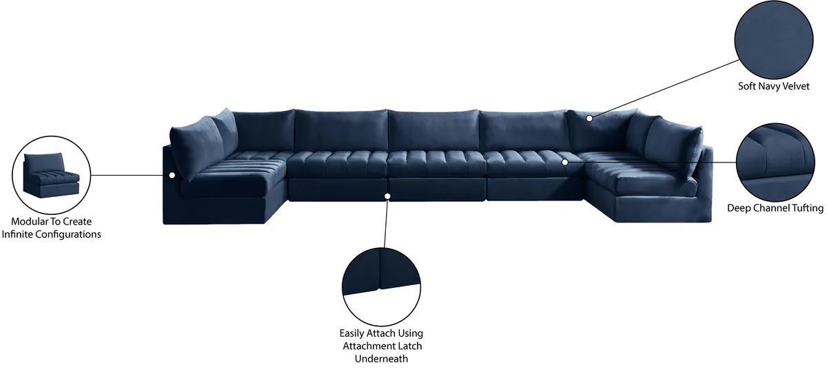 Jacob - Modular U-Shaped Sectional 7 Piece - Navy