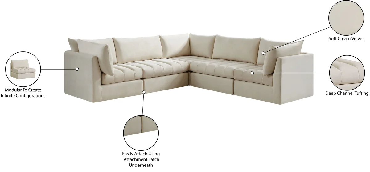 Jacob - Modular Corner Sectional 5 Piece - Cream