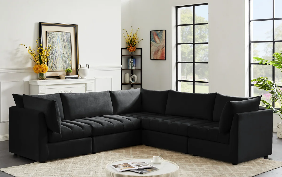 Jacob - Modular Corner Sectional 5 Piece - Black - View 2