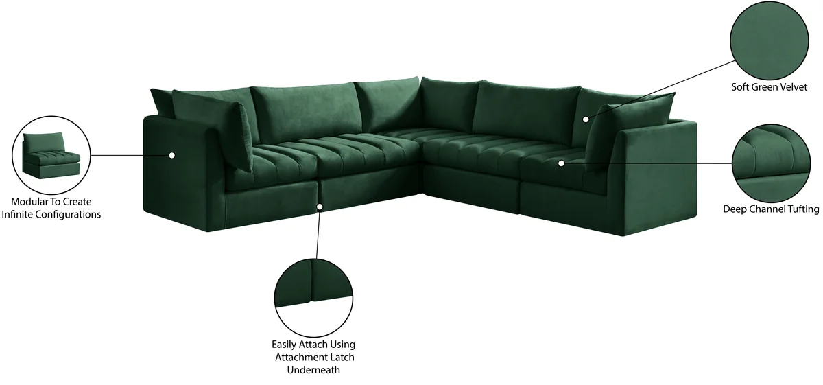 Jacob - Modular Corner Sectional 5 Piece - Green