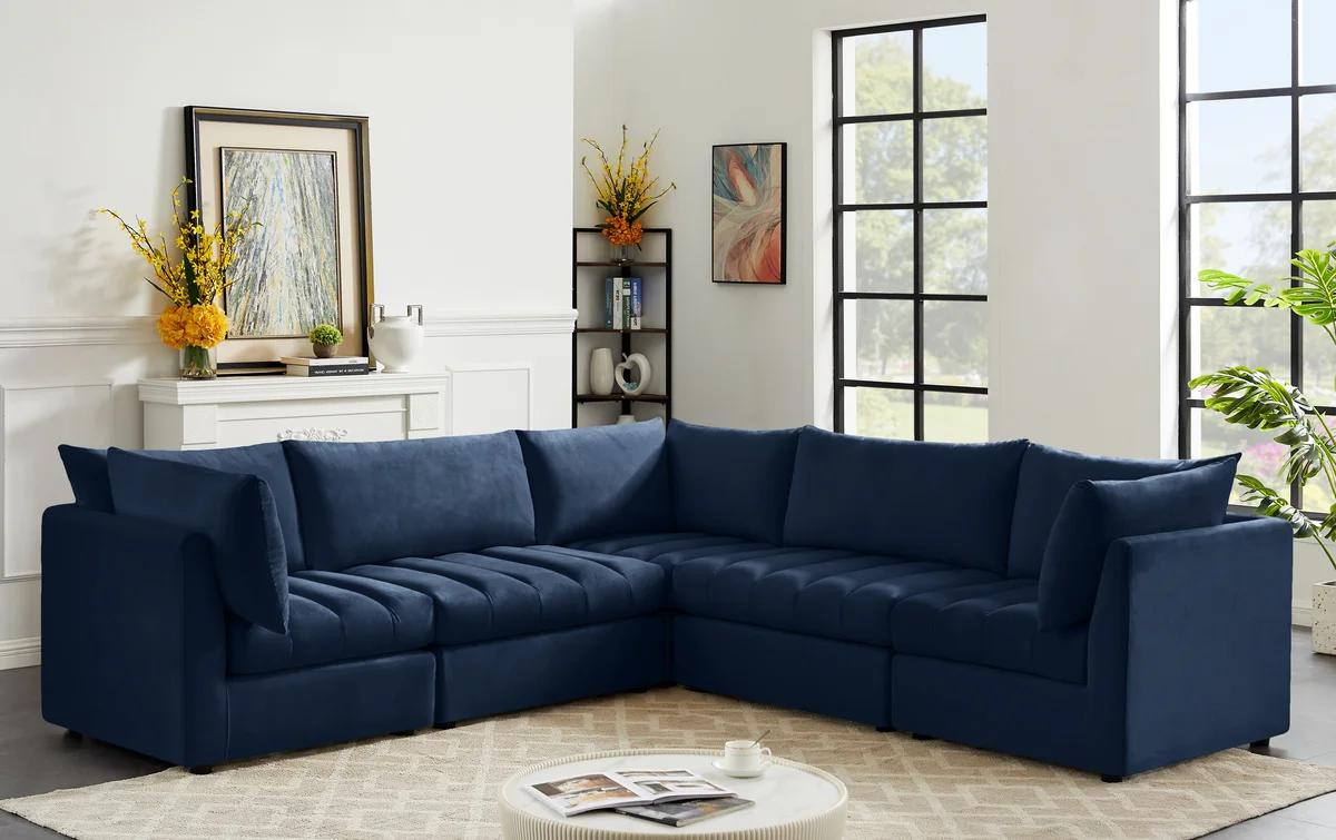 Jacob - Modular Corner Sectional 5 Piece - Navy - View 2