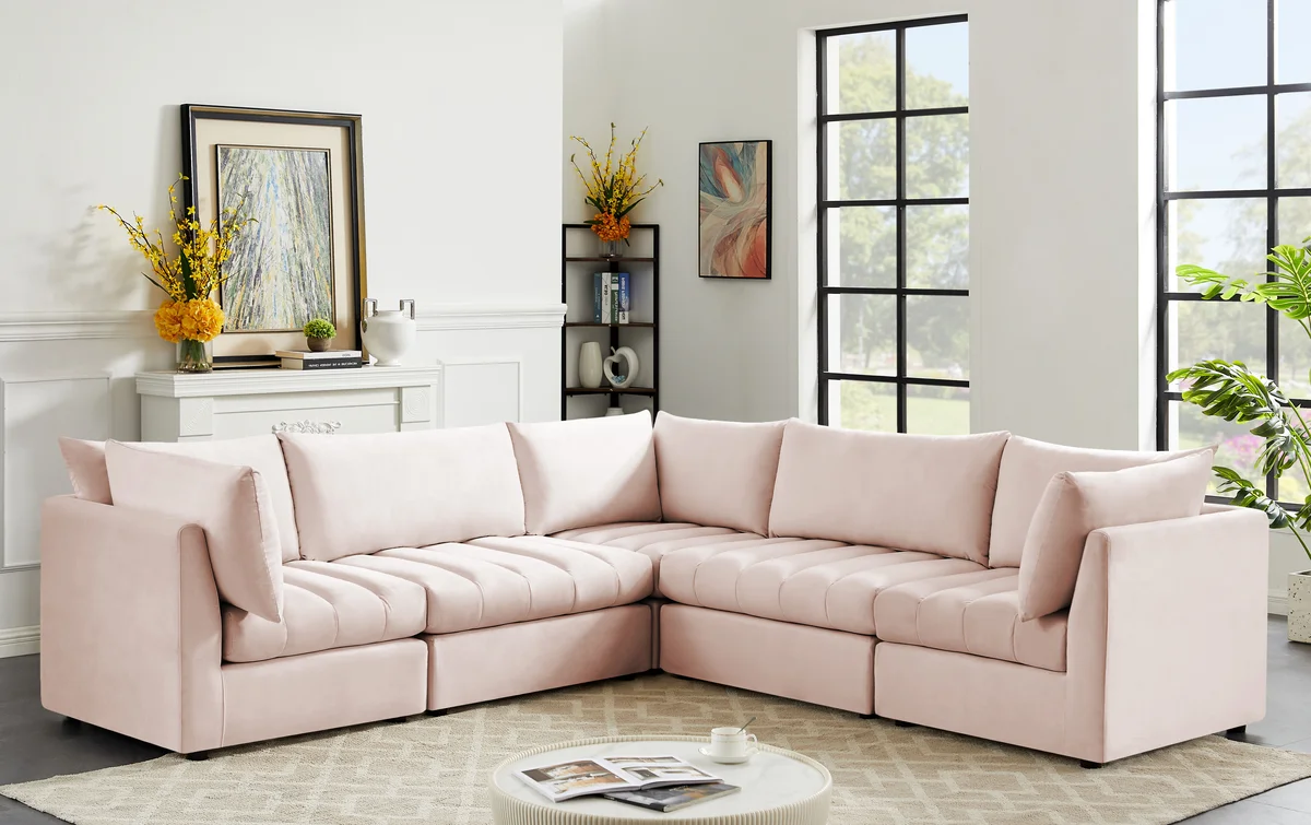 Jacob - Modular Corner Sectional 5 Piece - Pink