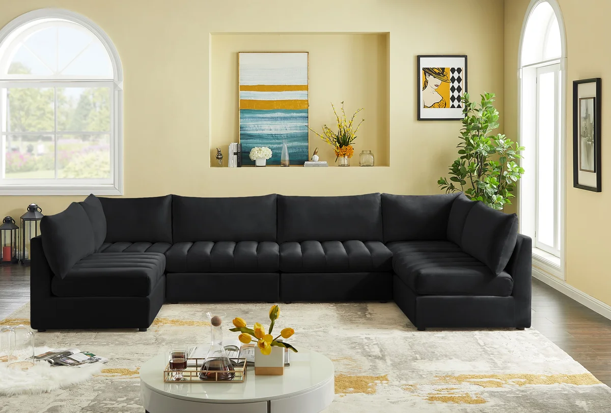 Jacob - Modular U-Shaped Sectional 6 Piece - Black - View 2