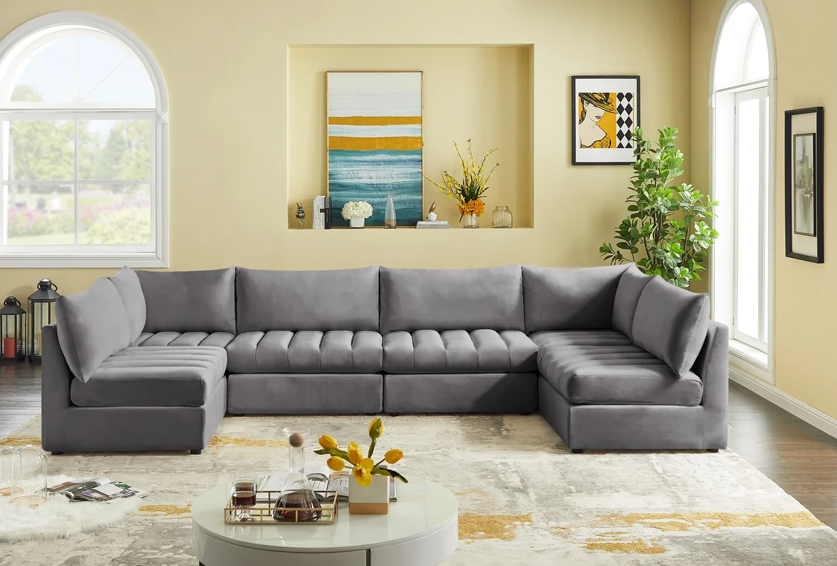 Jacob - Modular U-Shaped Sectional 6 Piece - Gray - View 2
