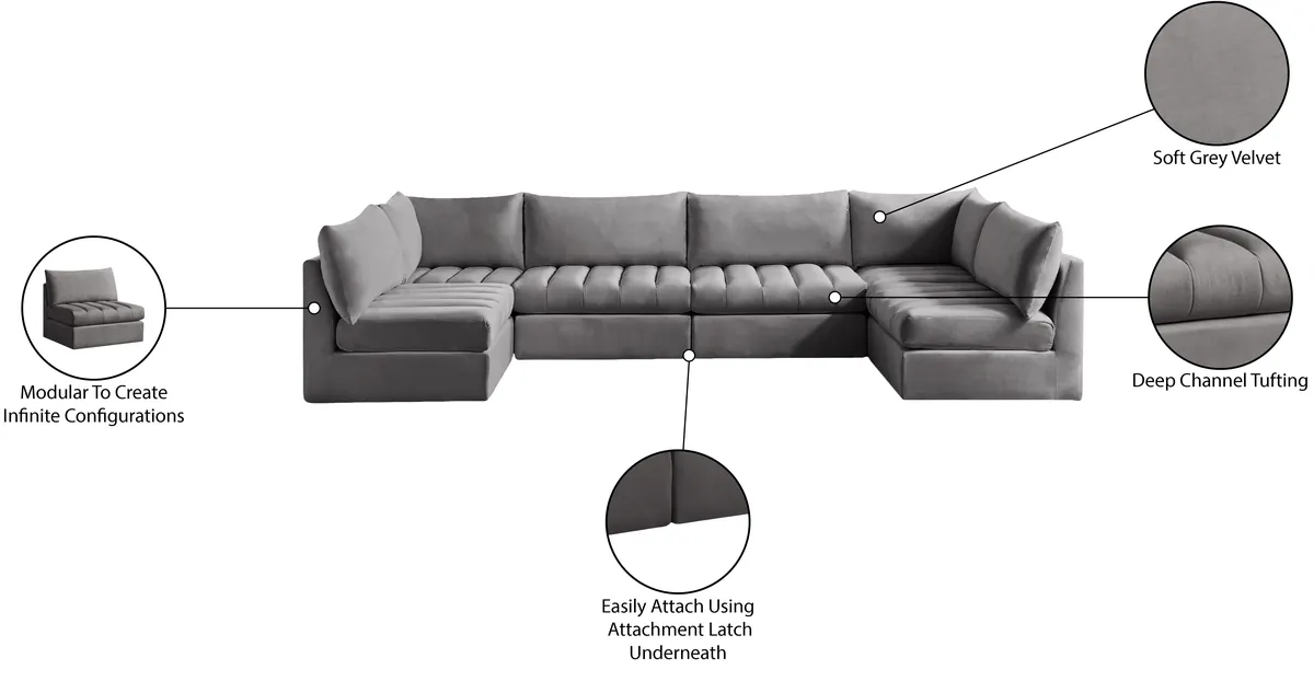 Jacob - Modular U-Shaped Sectional 6 Piece - Gray
