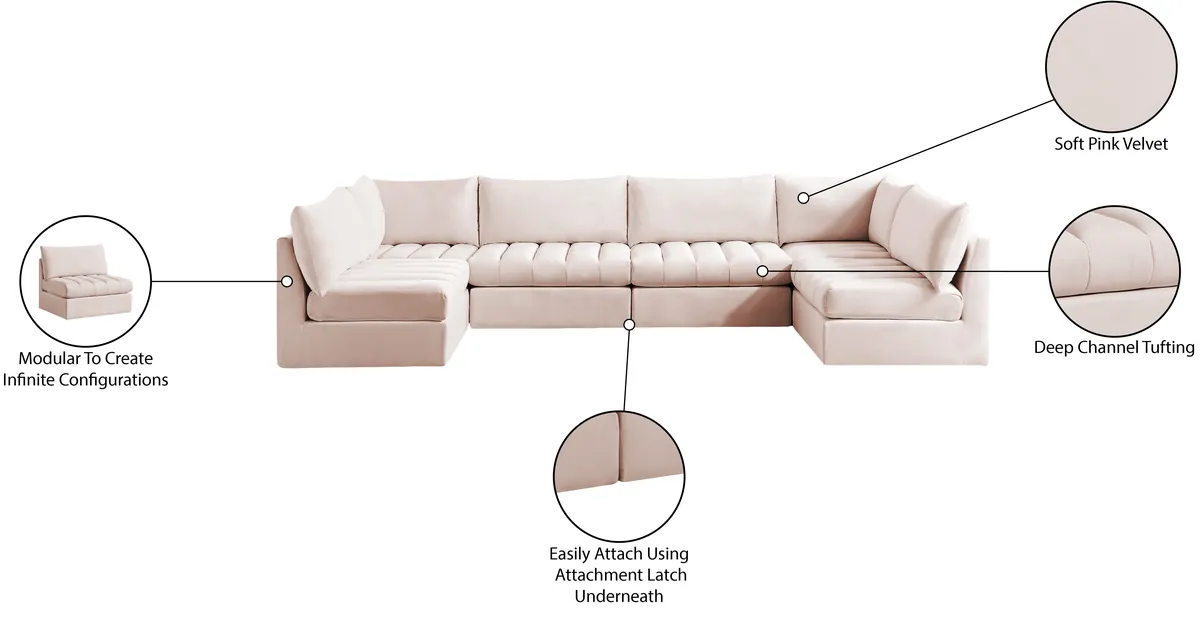 Jacob - Modular U-Shaped Sectional 6 Piece - Pink