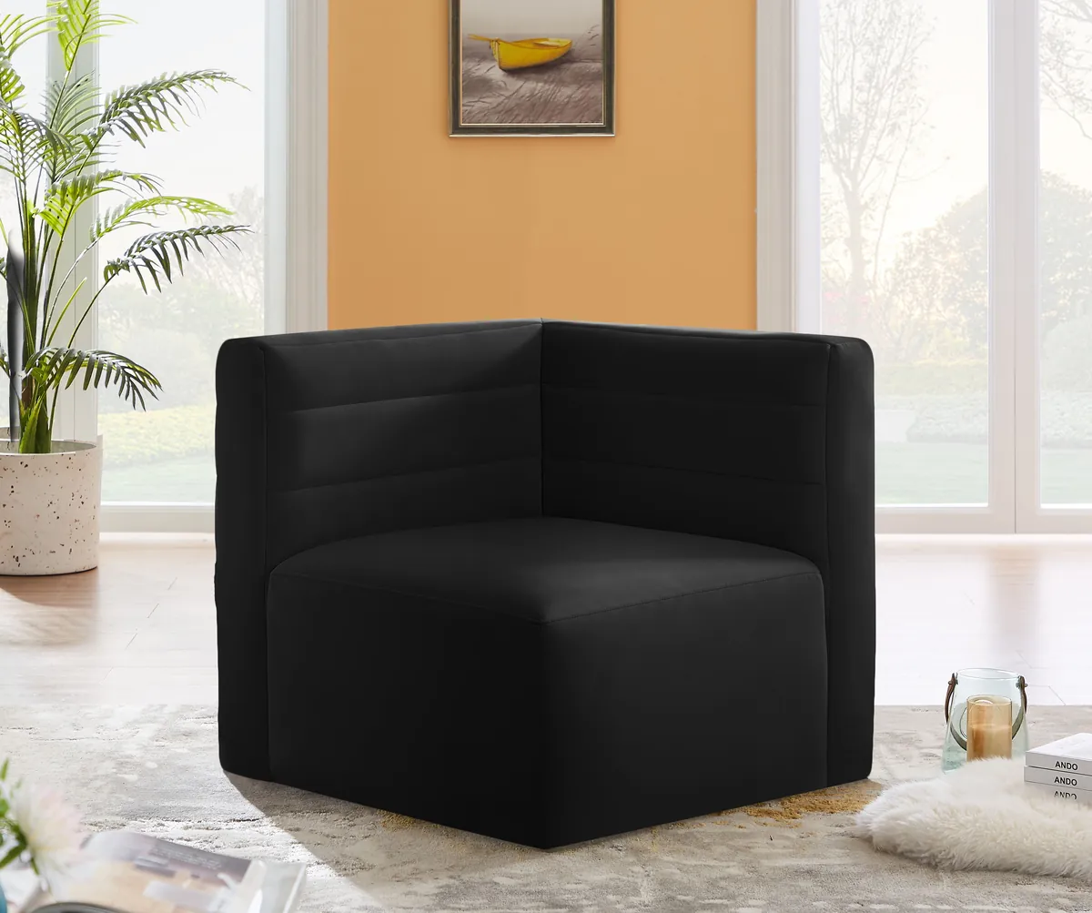 Quincy - Modular Corner Chair - Black - View 2