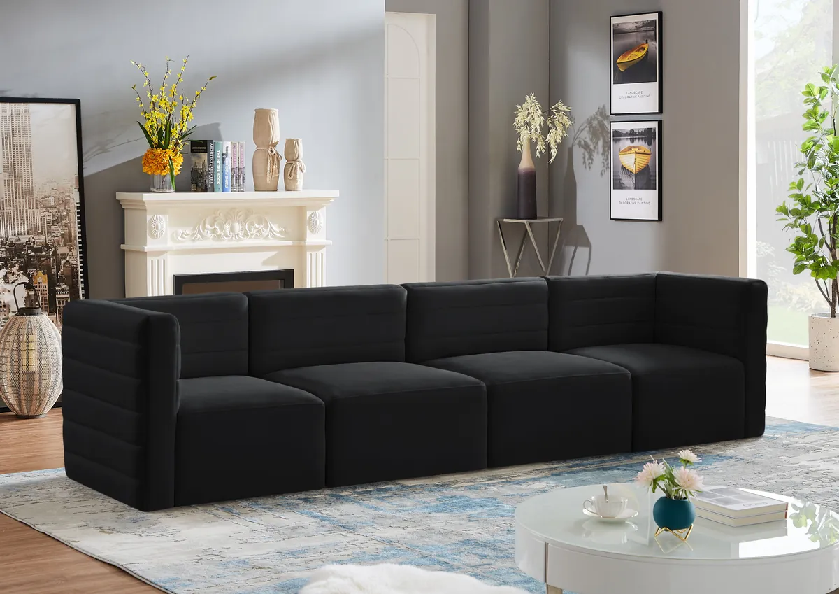 Quincy - 4 Seat Modular Sofa - Black - View 2