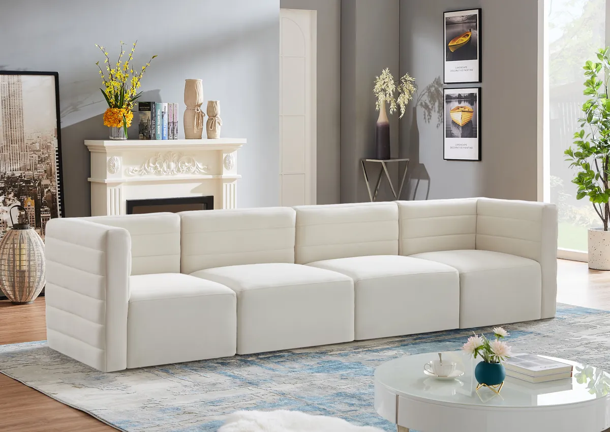 Quincy - 4 Seat Modular Sofa - Cream - View 2