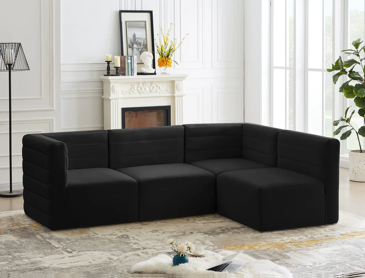Quincy - 4 Piece Modular Sectional - Black - View 2
