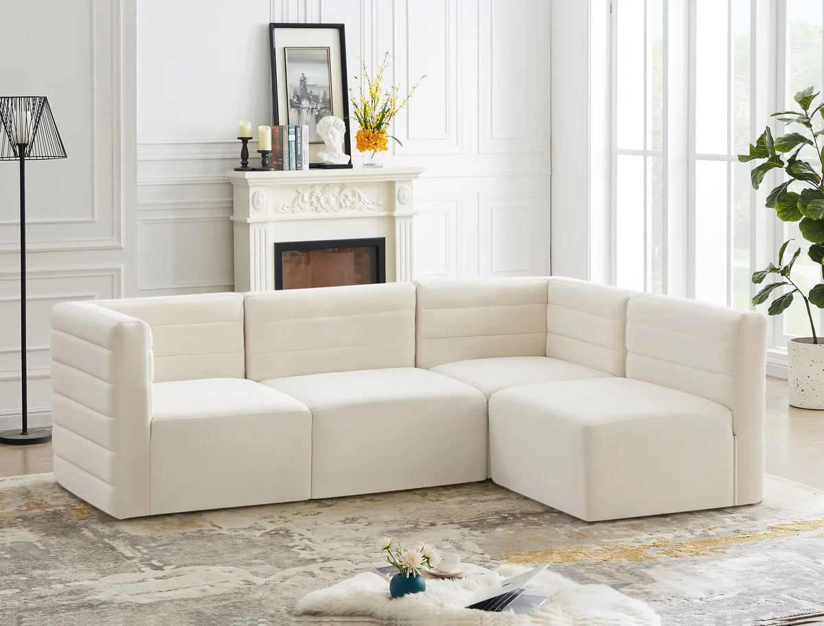 Quincy - 4 Piece Modular Sectional - Cream - View 2