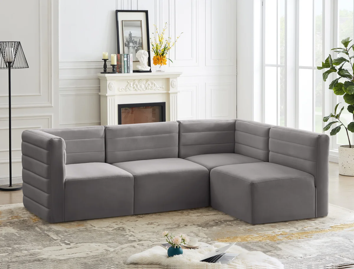 Quincy - 4 Piece Modular Sectional - Gray - View 2