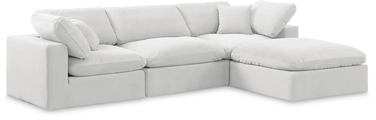 Comfy - 4 Piece Velvet Modular Sectional With Chaise - White