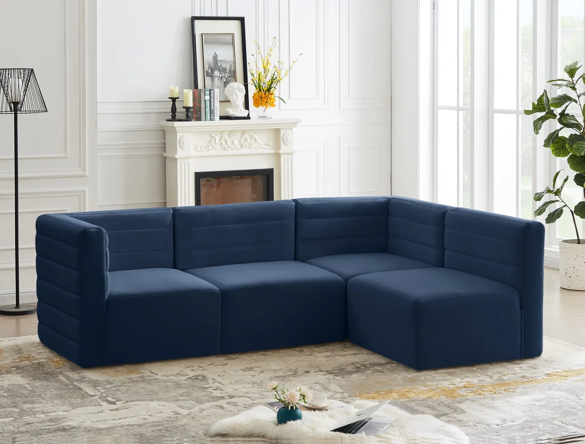 Quincy - 4 Piece Modular Sectional - Navy - View 2