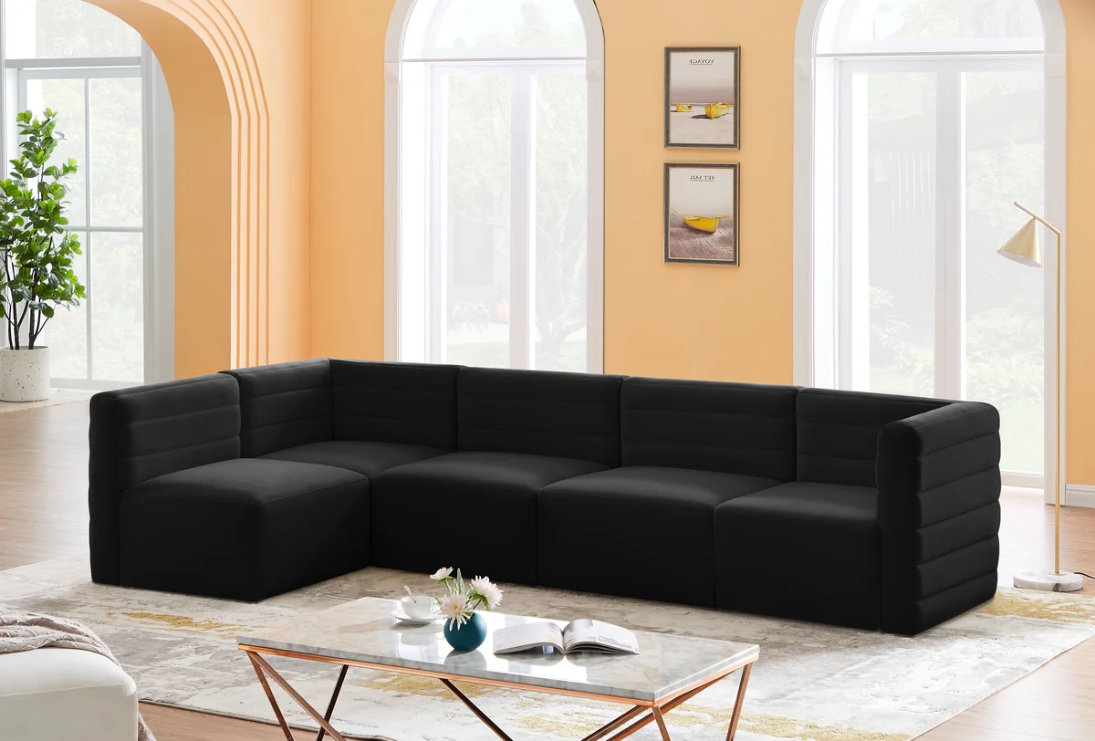 Quincy - 5 Piece Modular Sectional - Black - View 2