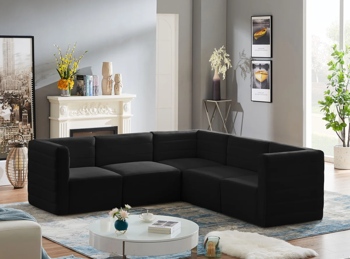 Quincy - 5 Piece Modular Corner Sectional - Black