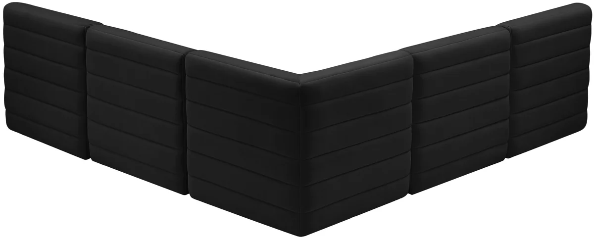 Quincy - 5 Piece Modular Corner Armless Sectional - Black