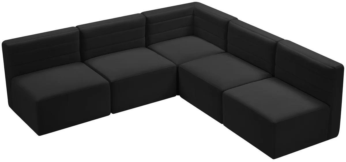 Quincy - 5 Piece Modular Corner Armless Sectional - Black