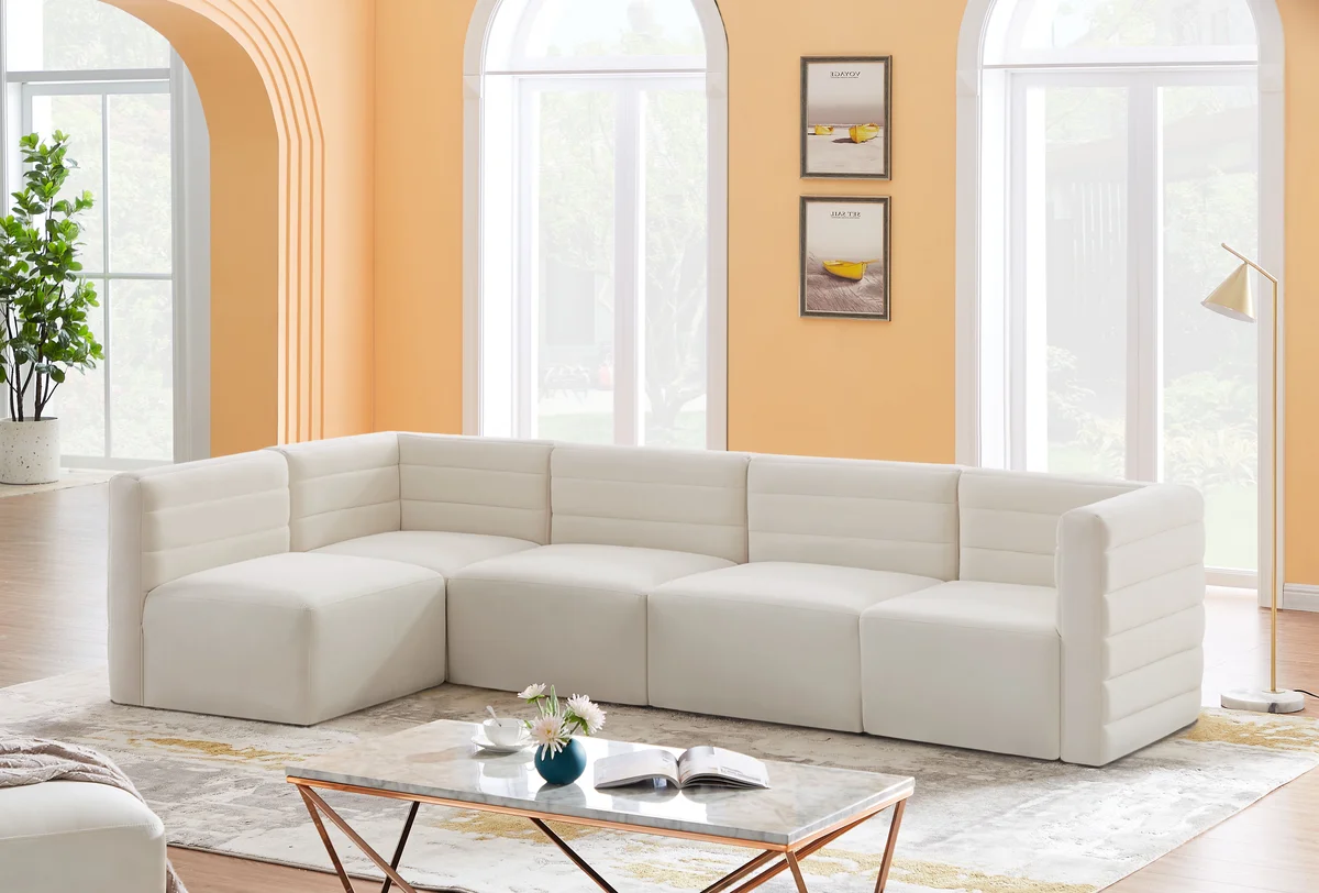 Quincy - 5 Piece Modular Sectional - Cream - View 2