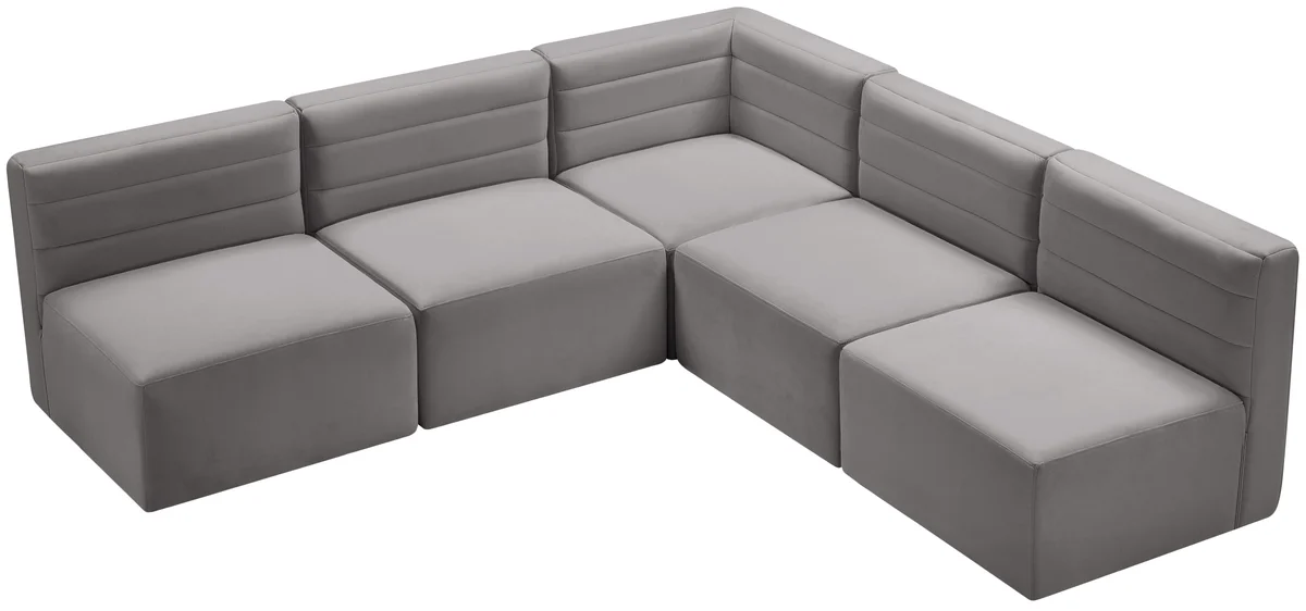 Quincy - 5 Piece Modular Corner Armless Sectional - Gray