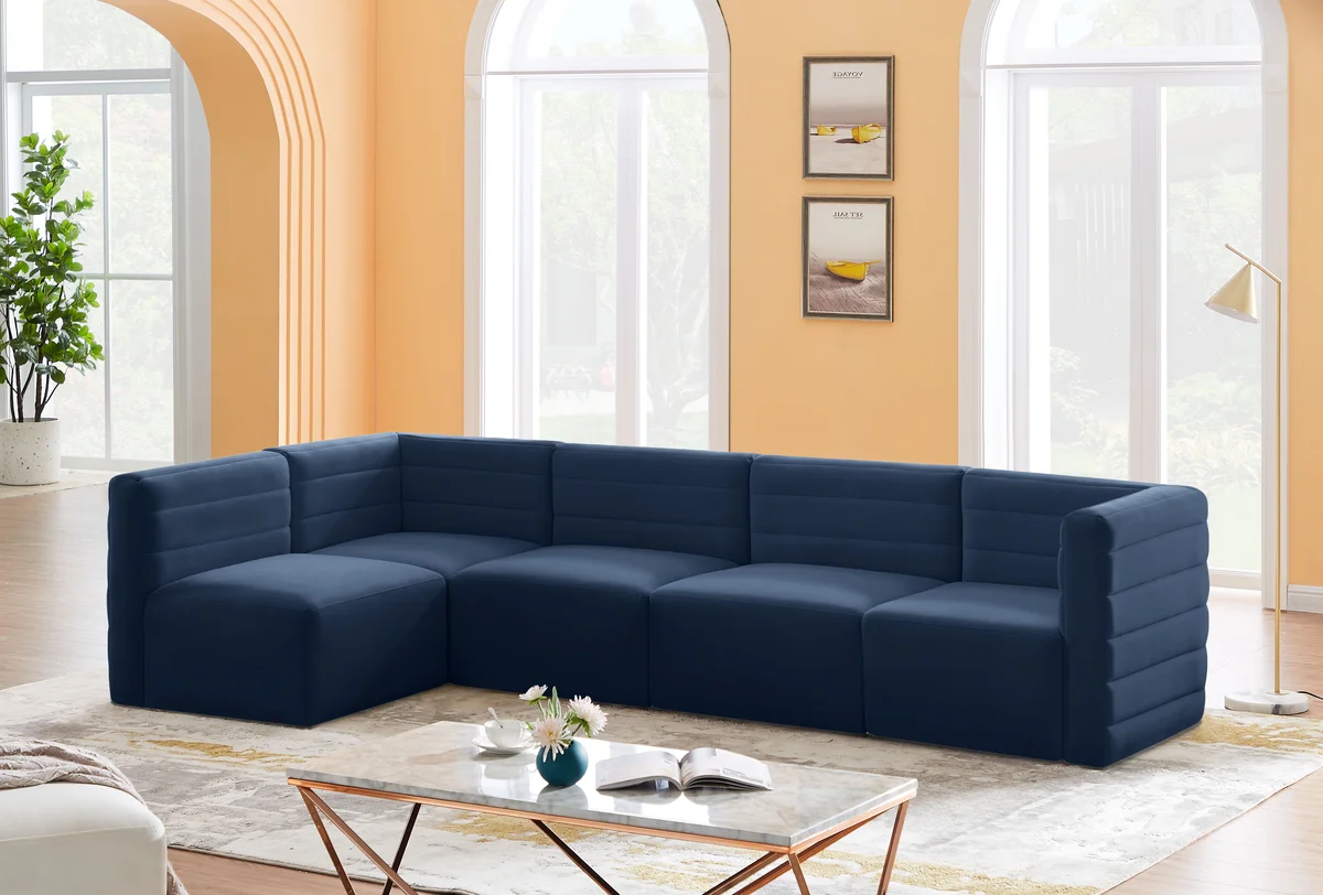 Quincy - 5 Piece Modular Sectional - Navy - View 2