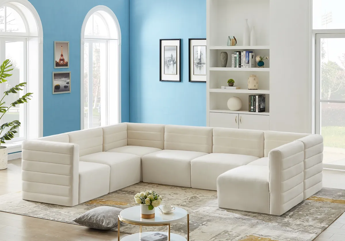 Quincy - 7 Piece Modular Sectional - Cream - View 2