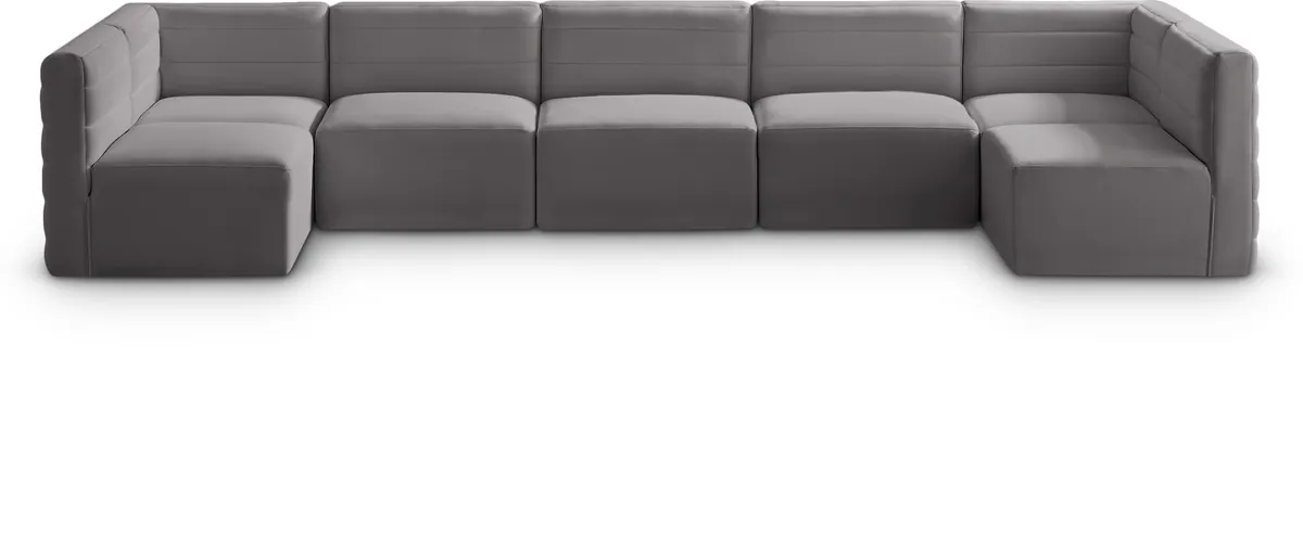 Quincy - 7 Piece Modular U-Shaped Sectional - Gray