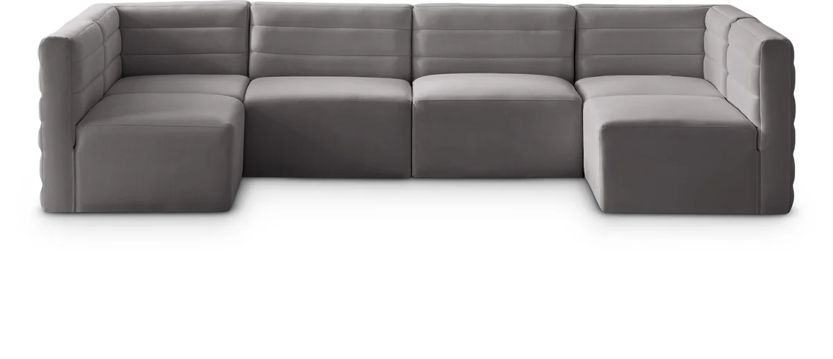 Quincy - 6 Piece Modular U-Shaped Sectional - Gray