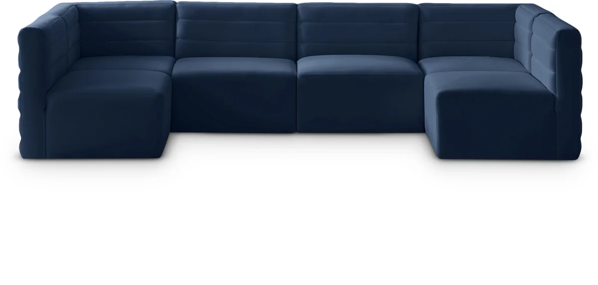 Quincy - 6 Piece Modular U-Shaped Sectional - Navy