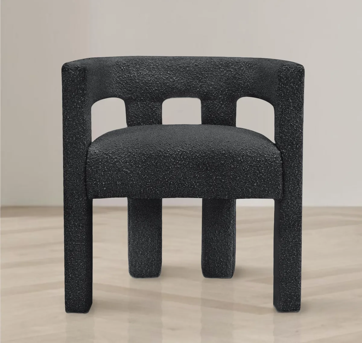 Athena - Boucle Fabric Dining Chair - Black