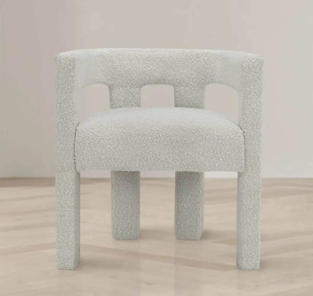 Athena - Boucle Fabric Dining Chair - Cream