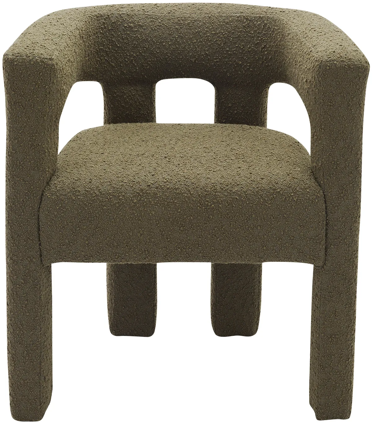 Athena - Boucle Fabric Dining Chair - Olive Green