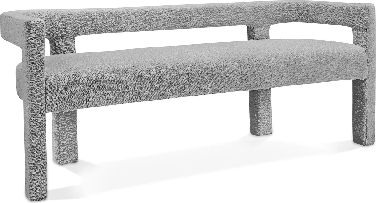 Athena - Boucle Fabric Bench - Gray