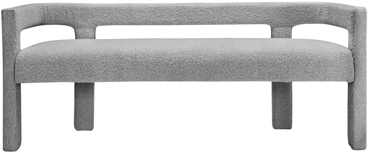 Athena - Boucle Fabric Bench - Gray